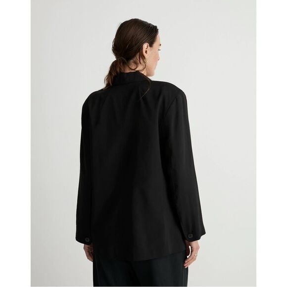 NWT Madewell The Relaxed Button Front Blazer in Softdrape in True Black - Picture 4 of 10